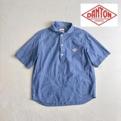 DANTON ダントン　丸襟プルオーバー デニムシャツ半袖シャツ　40