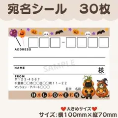 宛名シール　ハロウィン⑥　猫　秋　大きめサイズ　30枚