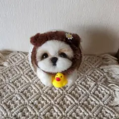 羊毛フェルト****くまちゃんシーズーのフレーム飾り♥