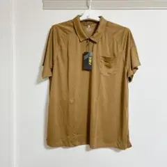 メンズ ポロシャツ 半袖 ファスナーポケット付き　ブラウン5XL 大きい