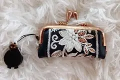 インド刺繍リボンがま口印鑑ケース
