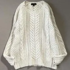 極美品♪ドゥロワー Drawer 高級シルクモヘヤ ケーブル編み セーター