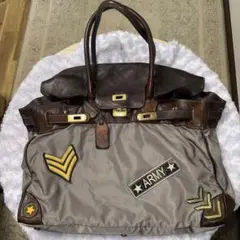 即購入⭕️✨☪️イタリア製アルキミアAU79レザーボストンバッグカモフラジュA4‼️