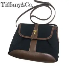 希少美品☆Tiffanyu0026Co. ティファニーu0026コー レザーショルダーバッグ 黒
