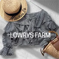 【美品】LOWRYS FARM フリル チェック クロップドトップス シャツ