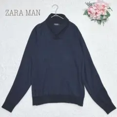 ザラマン　ニット　ネイビー　薄手　カジュアル