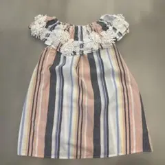 ほぼ新品　リバーアイランド　ストライプフリルチュニック
