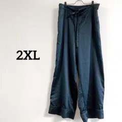 即購入OK✨ワイドパンツ【2XL】ブラック サテン系