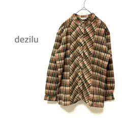 dezilu トップス　シャツ　ユニセックス　美品 毛10%混　チェック