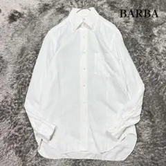 BARBA コットンリネン　ワイドカラー ドレスシャツ　ホワイト　L相当　美品