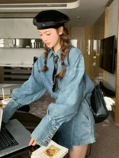 魅力的❤️ホットクールツーピースセットアップショートスカートパンツお出かけコーデ