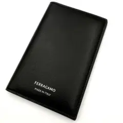 未使用級✨ フェラガモ カードケース 二つ折り ロゴ カーフレザー ブラック