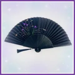 【新品】扇子おしゃれ人気 猛暑対策 着物和小物 夏の祭り 黒色❽
