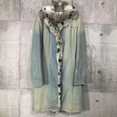 245 Burberry bluelabel バーバリー デニムファーコート