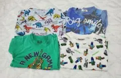 120㎝マイクラ、恐竜とビーチデザインのTシャツ4枚まとめ