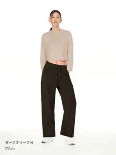 andar Airst ワイドパンツ　ダークオリーブ M ショート