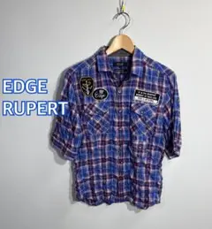 ◼️EDGE RUPERT ルパート◼️2way ワッペンチェック半袖シャツ:M