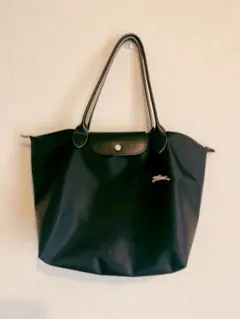Longchamp ナイロン 黒 トートバッグ レザー