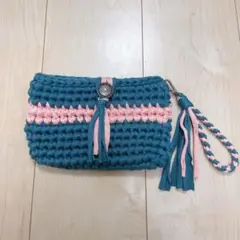 【9/3まで在庫処分】ズパゲッティ・タッセル付きポーチ