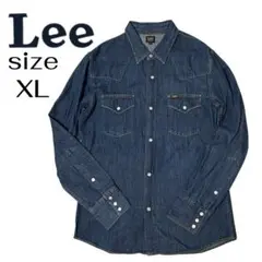 【美品】濃紺 Lee リー デニムシャツ ウエスタン ダンガリー 長袖 XL
