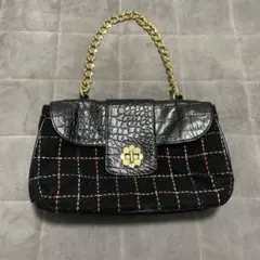 ANNA SUI アナスイ チェック柄 ハンドバック ゴールドチェーン