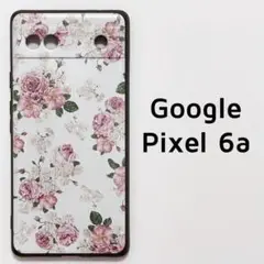 Google Pixel6a カバー 白 ピンク 花柄 ローズ