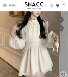 SNACC ワンピース　ミニワンピ　韓国ファッション　シフォンワンピース　新品