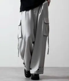 【CLEL】M-47デザイン TRルーズ パラシュートパンツ ライトグレー