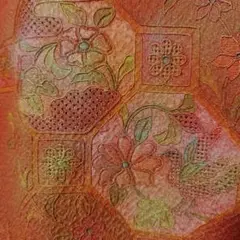正絹 道行着 スワトウ刺繍 弁柄色 未使用品