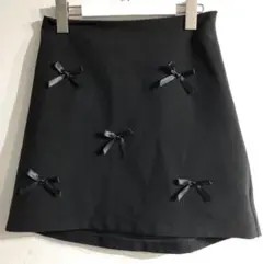 新品 INGNI イング リボン付 ボックス ストレッチ タイトスカート F 黒