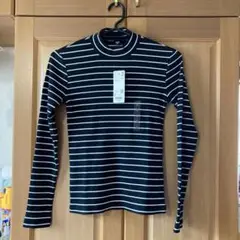 新品未使用ユニクロリブハイネックボーダーT Sサイズ