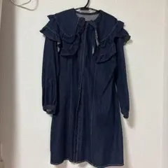 apres jour ダブルフリル襟デニムミニワンピース