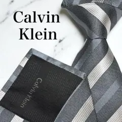 Calvin Klein ネクタイ シルバー レジメンタル