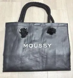MOUSSY ブラックレザー 合成革 トートバッグ