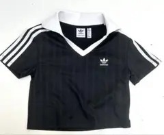 adidas クロップド ポロシャツ Vネック ショート丈