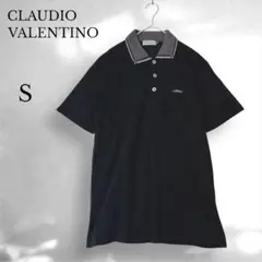 CLAUDIO VALENTINO 半袖 ポロシャツ S ポケット付き 黒
