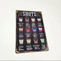 ブリキ看板 BAR カクテル ショット　メタルサイン