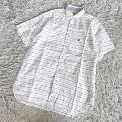 CROCODILE クロコダイル　ワンポイントロゴ　半袖シャツ　ボーダー　白　L