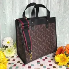 COACH トートバッグショルダーバッグホースアンドキャリッジ ダークブラウン