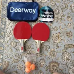 Deerwy 卓球ラケット２つとボール3個　カバー付き