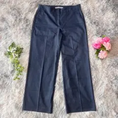 Theory Luxe ワイドパンツ【38】ネイビー ストレッチ センタープレス