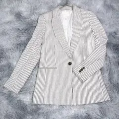 H&M【34】テーラードジャケット　ストライプ　ホワイト　小さいサイズ