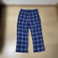 Y2667古着　チェックパンツ　パジャマパンツ　青　水色　90s Y2K