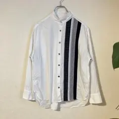 【ノップドゥノッドnop de nod】 ノーカラーシャツ ブラウス　白　M 綿