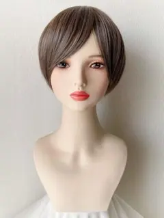 新品　フルウィッグ　ショート　ミックスブラウン　耐熱　ウィッグ