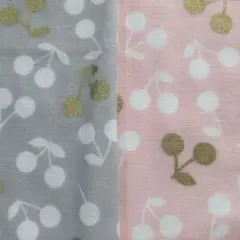 ダブルガーゼ　はぎれ　生地　チェリー　2色セット