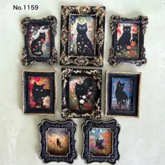 ミニチュアアート　クリムト　黒猫