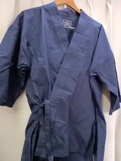 久留米織 作務衣 藍色 メンズ M 日本製 F-HO 47 和装 和服