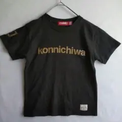 【roial】金言 " konnichiwa " Tシャツ ブラック　Ｓ