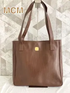 【美品】MCM エムシーエム レザー トートバッグ ショルダーバッグ ブラウン